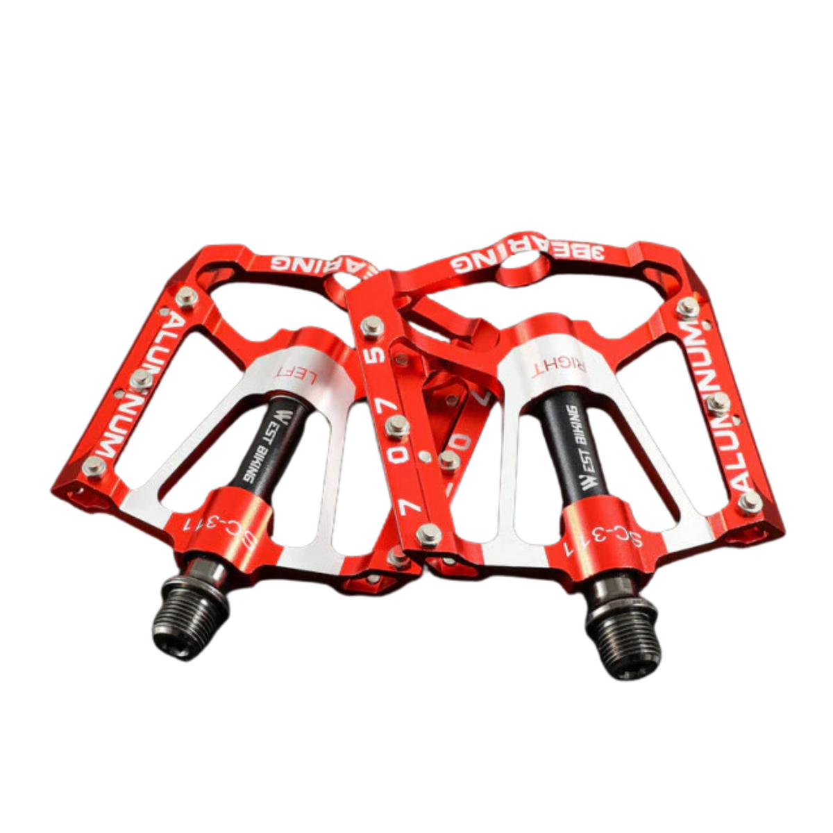 West Biking 3-Bearing Bicycle Pedals Anti-Slip Red