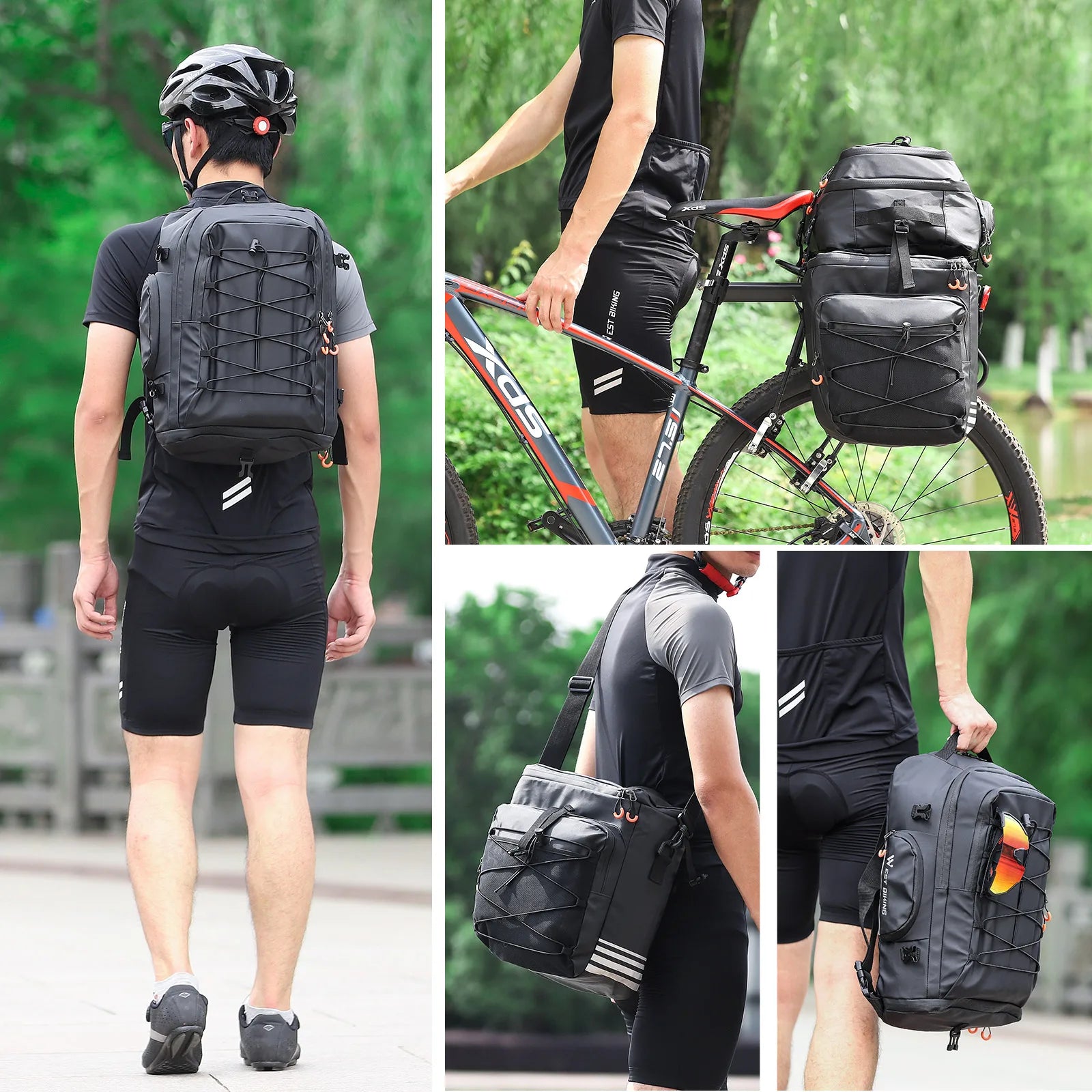 West Biking 48L Waterproof 3-in-1 Bike Bag: Pannier, Trunk, Double Side Bike Bag
