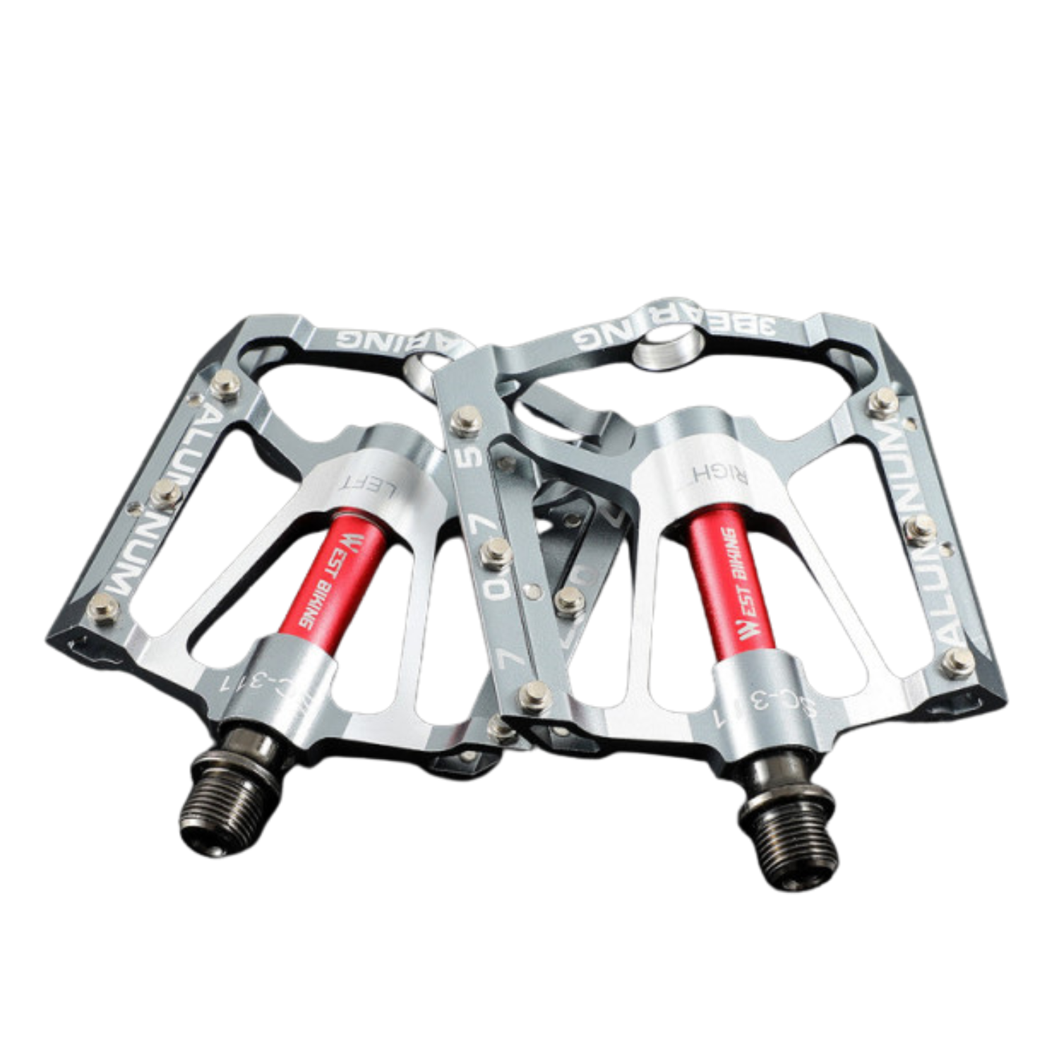West Biking 3-Bearing Bicycle Pedals Anti-Slip Silver