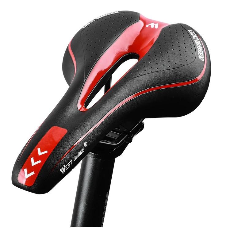 red & Black color with long nose Ultimate Comfy Bike Saddle 