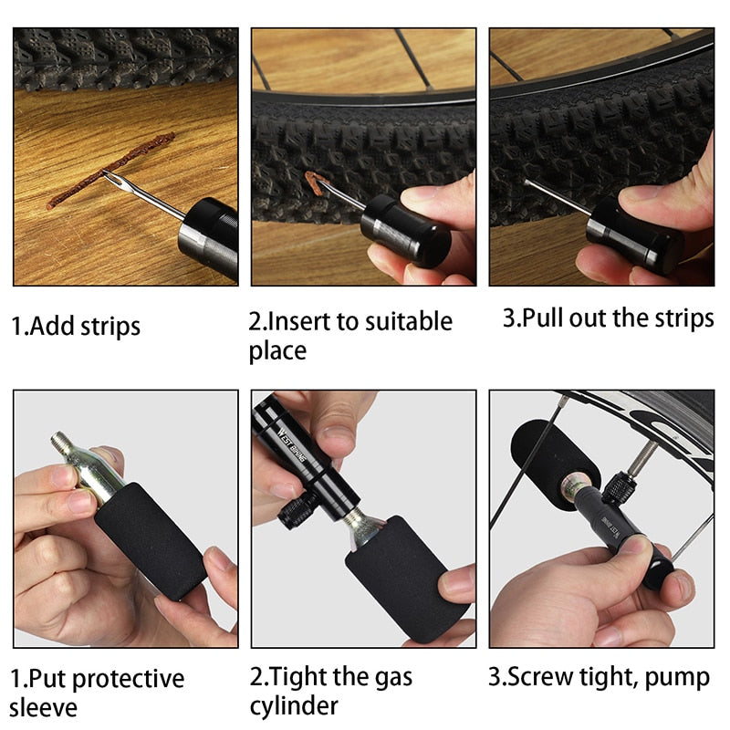 WEST BIKING™ 2 in 1 CO2 Pump & Tubeless Tire Repair Tool