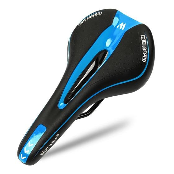 blue & Black color with long nose Ultimate Comfy Bike Saddle 