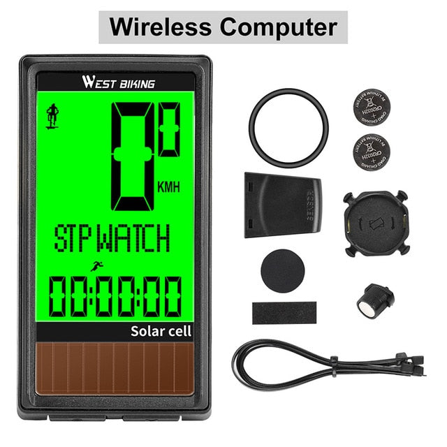 west biking fahrradcomputer anleitung deutsch West Biking Solar Cell Wireless Cycling Speedometer Green Backlight