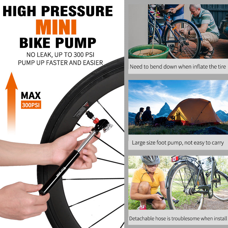 Bike Pump 300PSI High-pressure Air Shock Pump