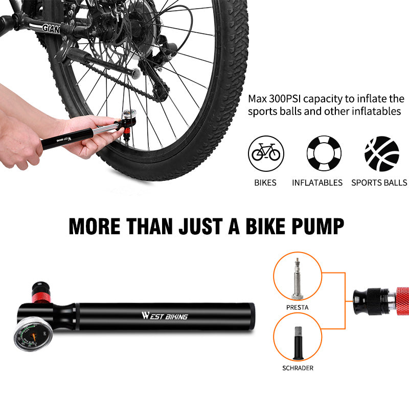 Bike Pump 300PSI High-pressure Air Shock Pump