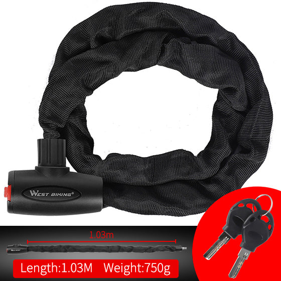 WEST BIKING Bicycle Lock MTB Road Bike Safety Anti-theft Chain Lock