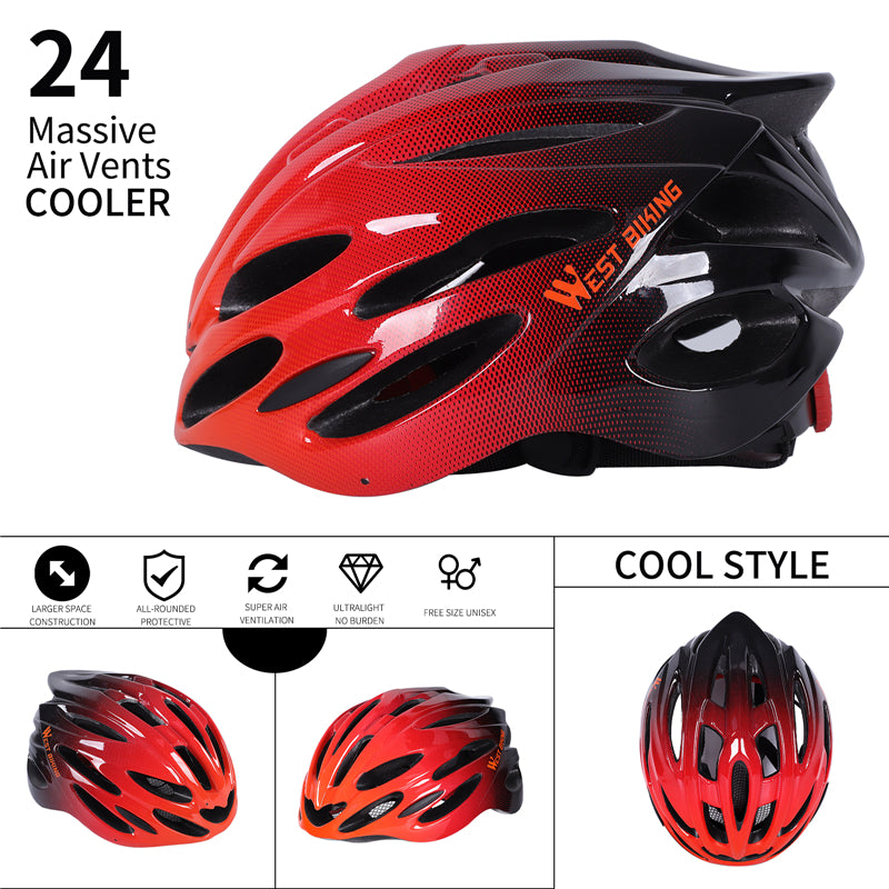 West BIKING Ultralight Bike Helmet Adjustable Black-Gold