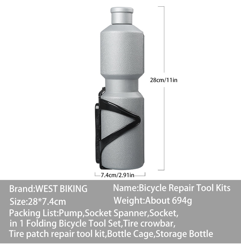 WEST BIKING 7 in 1 Folding Bike Tools Storage Bottles Multi Repair Tools Kits