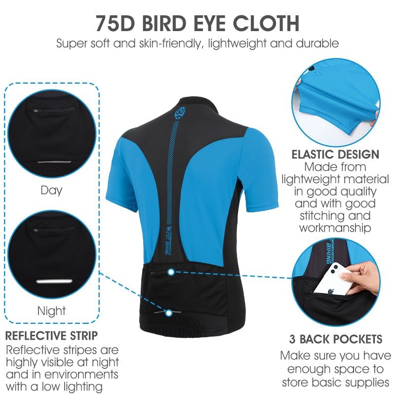 WEST BIKING Summer Cycling Jersey Breathable Racing Sport Jersey
