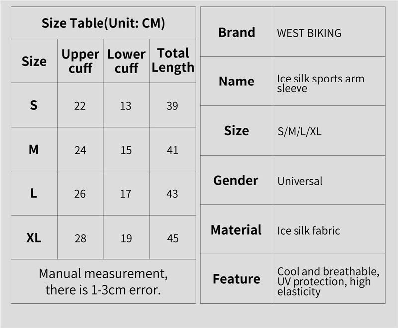 WEST BIKING UV Protection Cycling Running Arm Sleeves