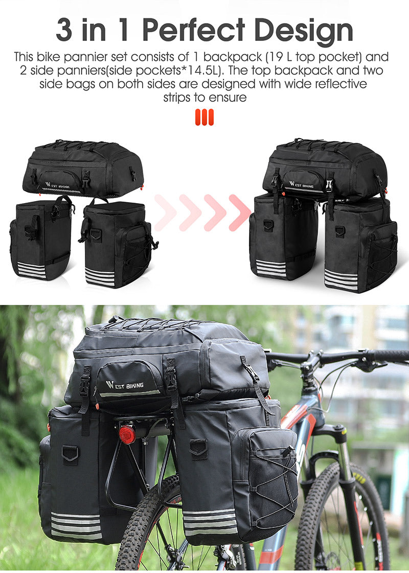 WEST BIKING Multifunctional Bike Bag Rear Seat Trunk Bag