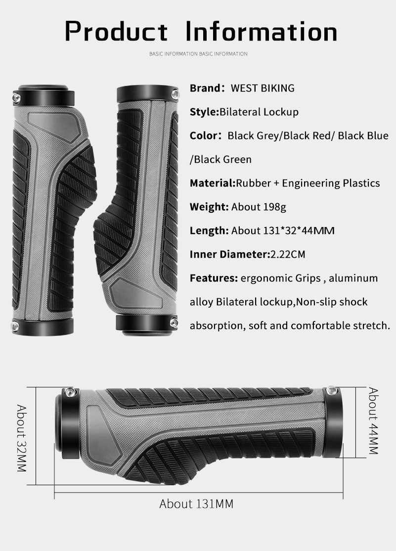 WEST BIKING MTB Bike Grips Anti-Skid Ergonomic Bicycle Grips