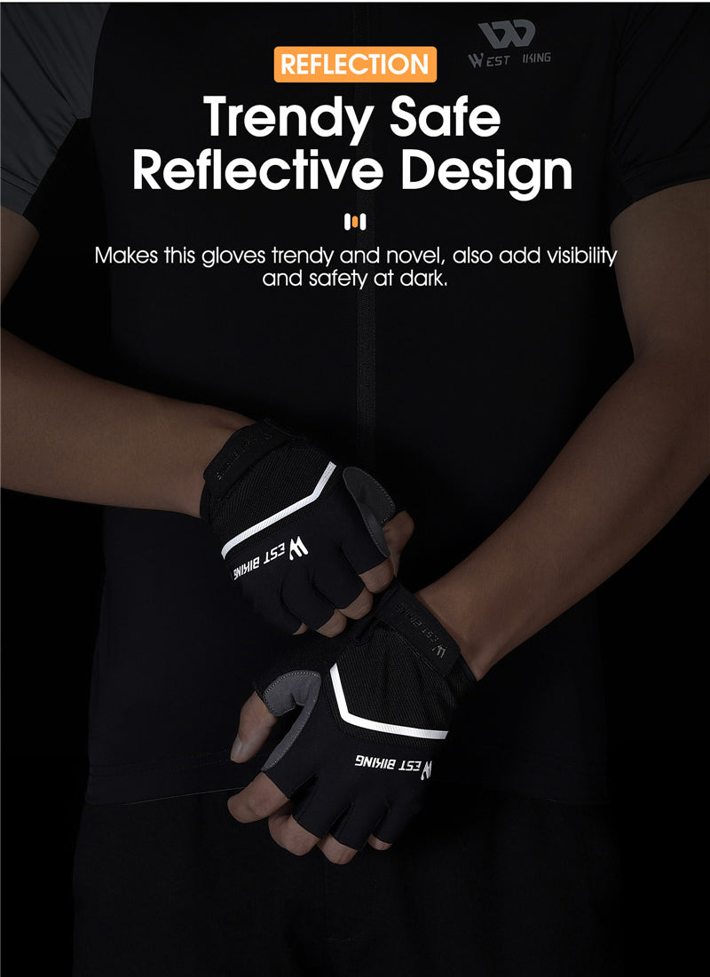 West BIKING Half Finger Cycling Gloves Shockproof Style H Red / L