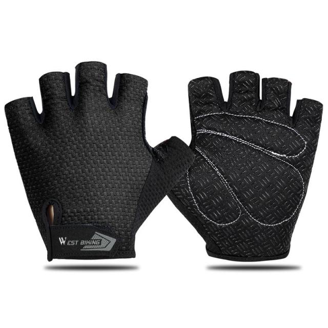 half finger bicycle gloves West BIKING Half Finger Cycling Gloves Shockproof Style A Black / L