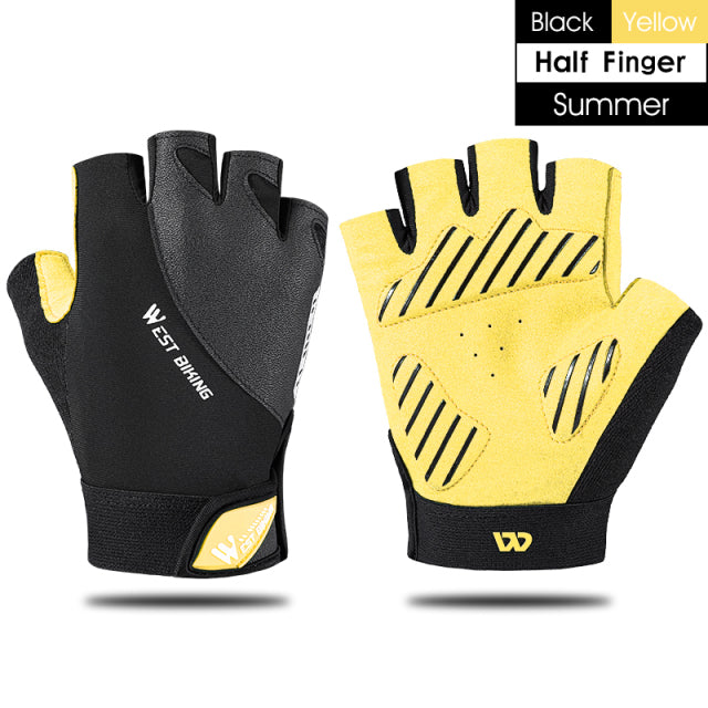 bicycle gloves half finger West BIKING Half Finger Cycling Gloves Shockproof Style C Yellow / XL
