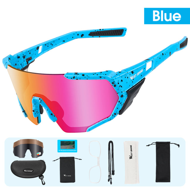 WEST BIKING 3 Lens Polarized Cycling Glasses