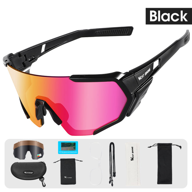 WEST BIKING 3 Lens Polarized Cycling Glasses