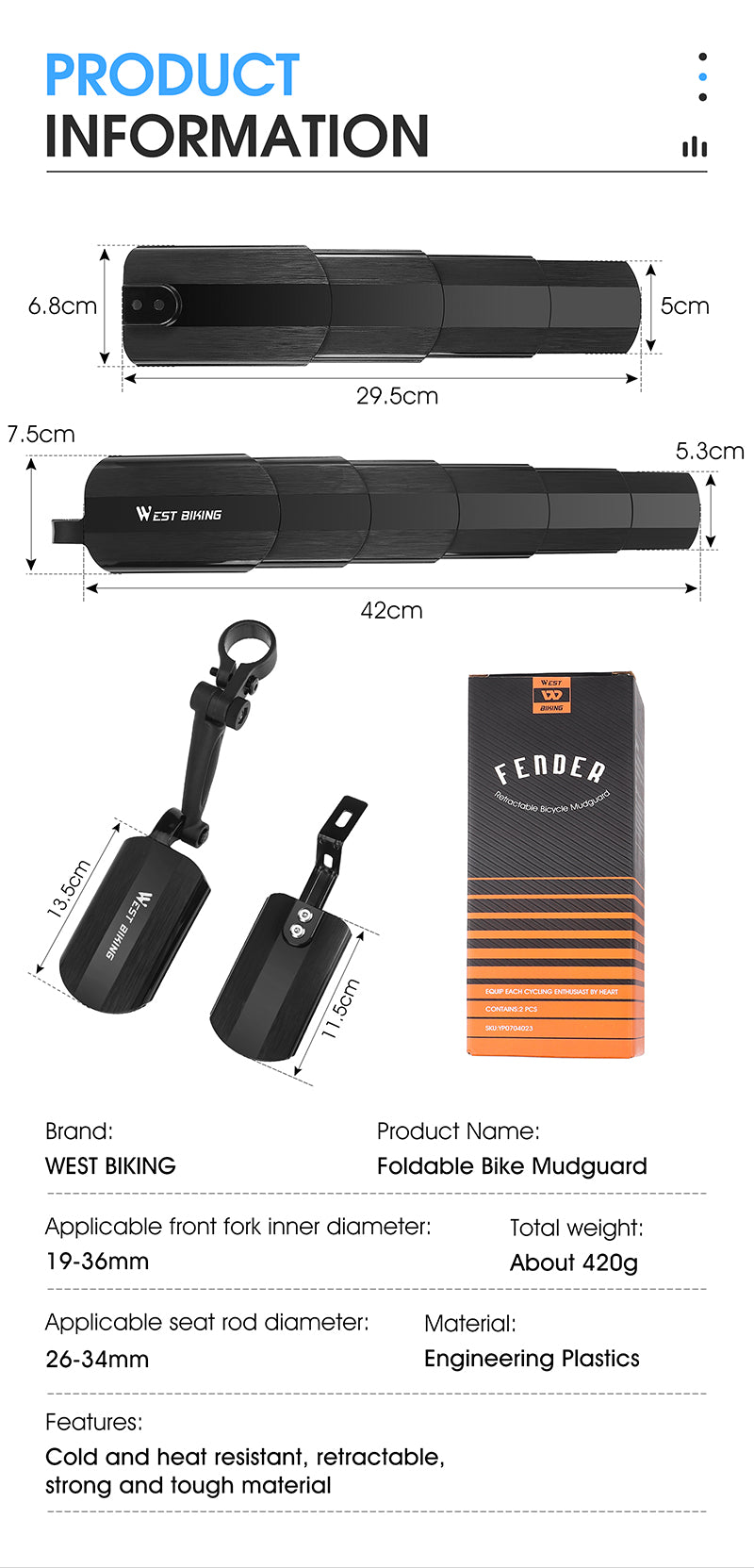  Foldable Universal Bike Mudguard