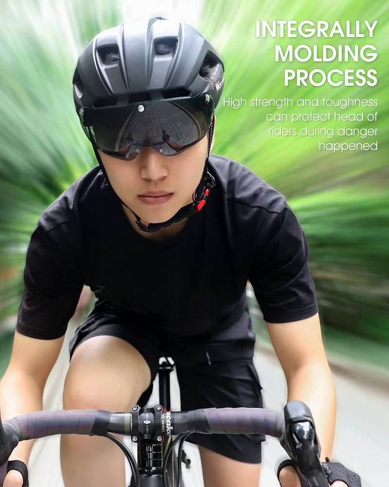 bike helmet goggles Lightweight Bike Helmet with Integrated Magnetic Glasses