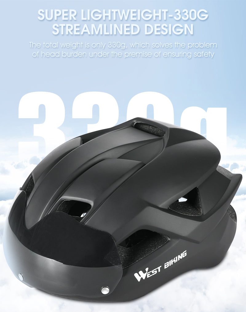 Lightweight Bike Helmet with Integrated Magnetic Glasses