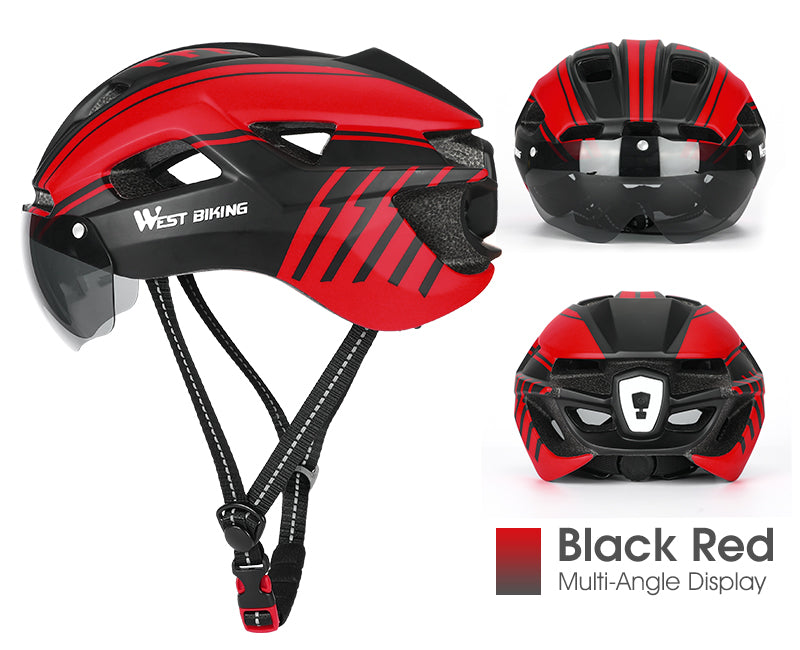 Lightweight Bike Helmet with Integrated Magnetic Glasses