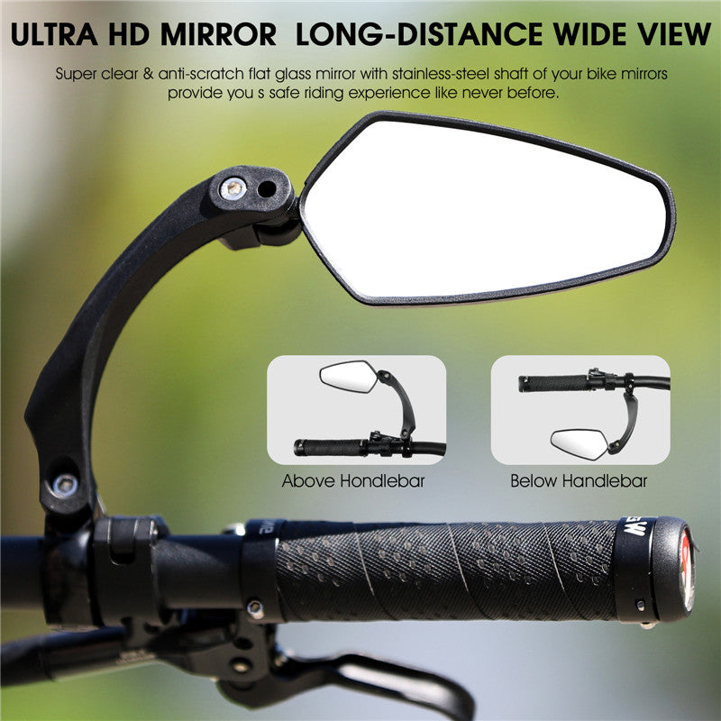thumbnail image 2 of Bike Mirror, [Left 1Pcs] Bike Mirror Handlebar Mount, HD 2 of 10