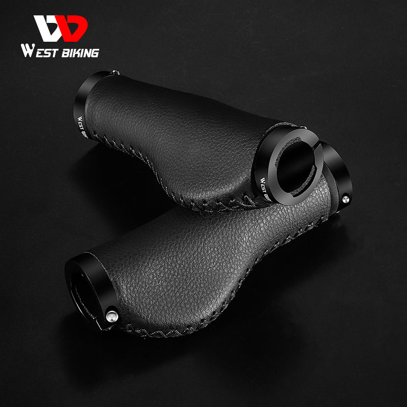 WEST BIKING Soft Leather Bicycle Grips  Handlebar Grips