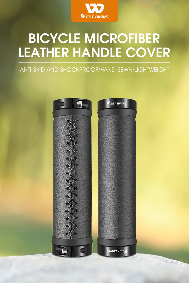 WEST BIKING Soft Leather Bicycle Grips  Handlebar Grips