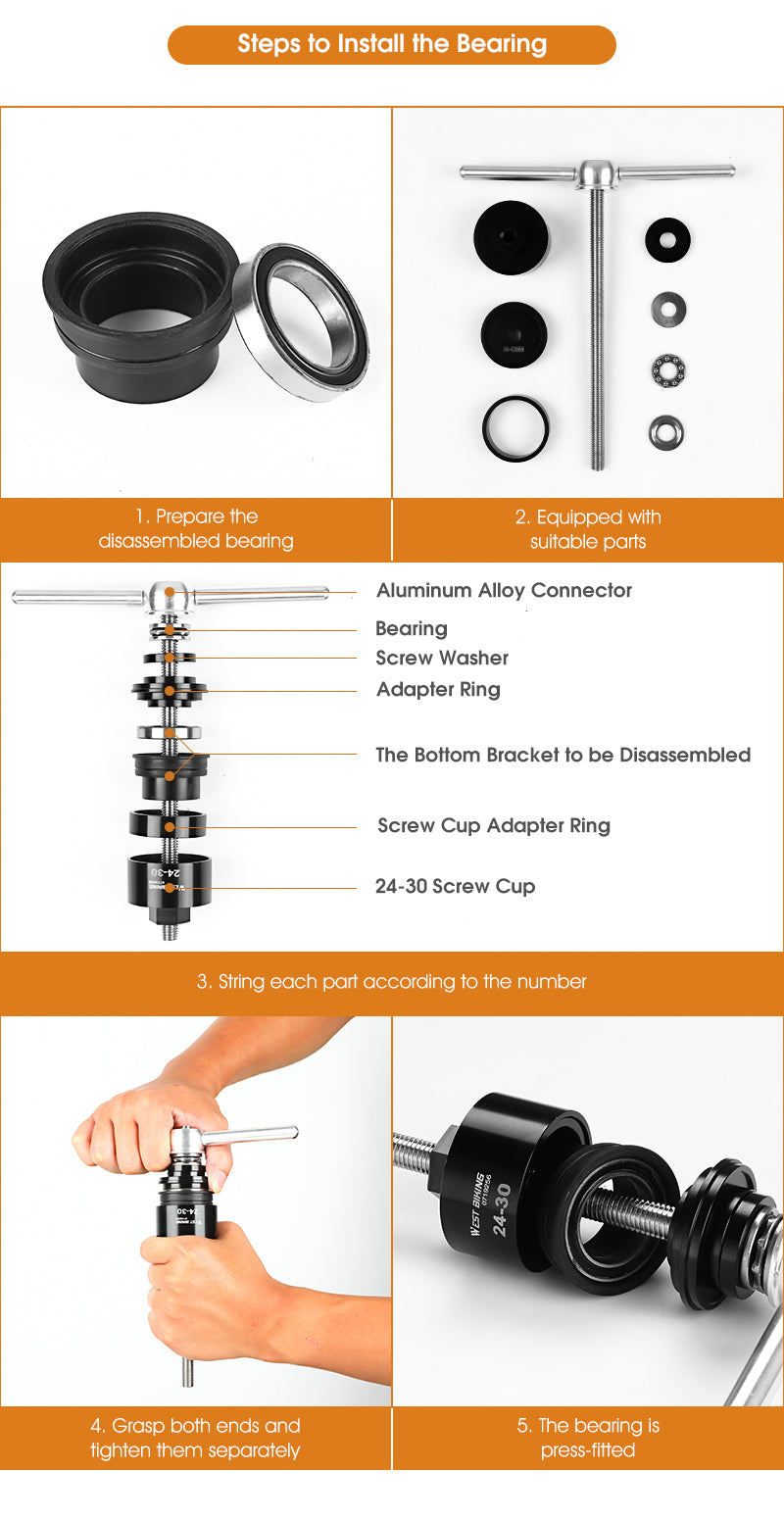 WEST BIKING Bicycle Bottom Bracket Bearing Remove Install Tool