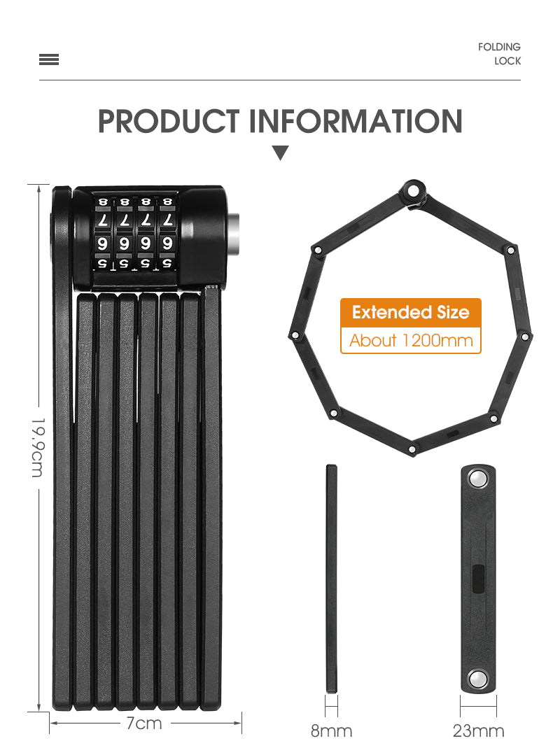 Foldable Bicycle Password Lock