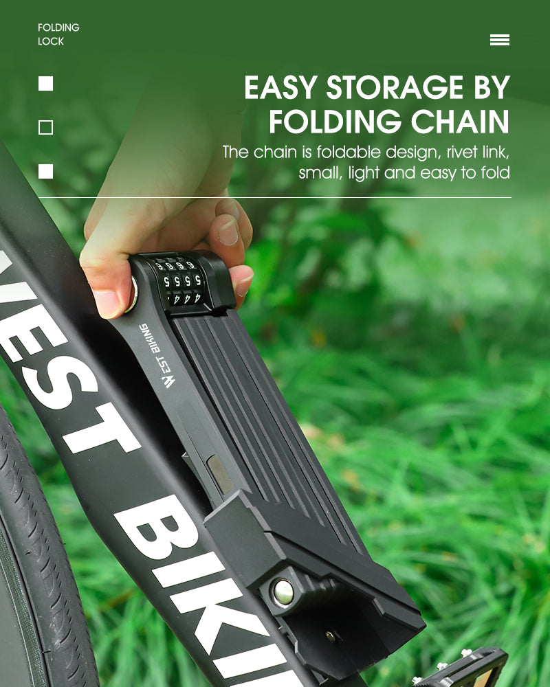 WEST BIKING Bicycle Folding Lock 4 Digit Password Durable Anti Theft Safety Lock Waterproof Dustproof Motorcycle E Bike Lock WEST BIKING Bicycle Folding Lock 4 Digit Password Durable Anti Theft Safety Lock Waterproof Dustproof Motorcycle E Bike Lock
