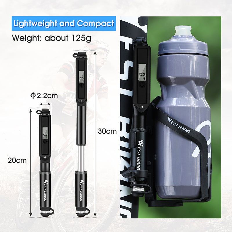 Portable Bike Pump High Pressure Digital Gauge