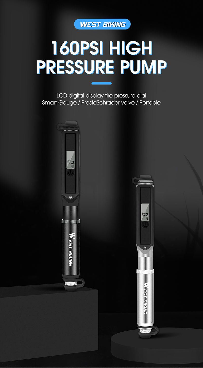 Portable Bike Pump High Pressure Digital Gauge