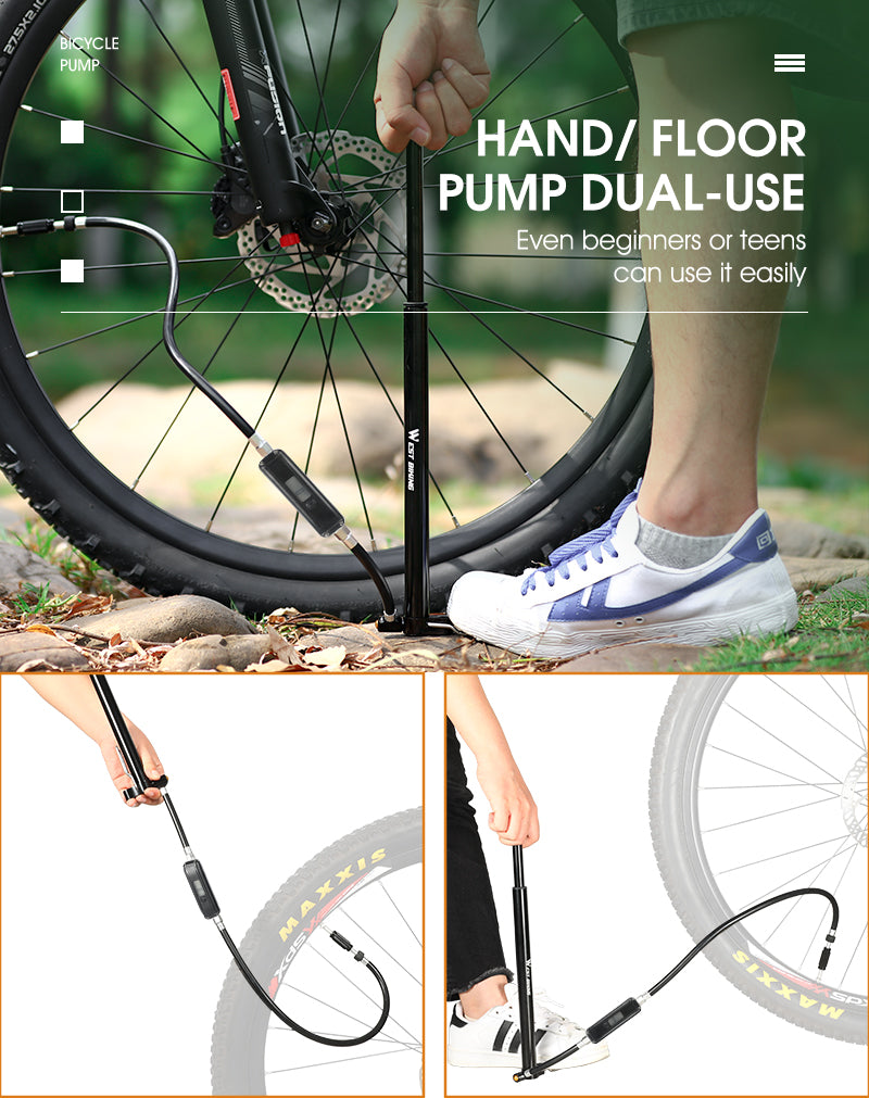 Portable Bike Pump High Pressure Digital Gauge