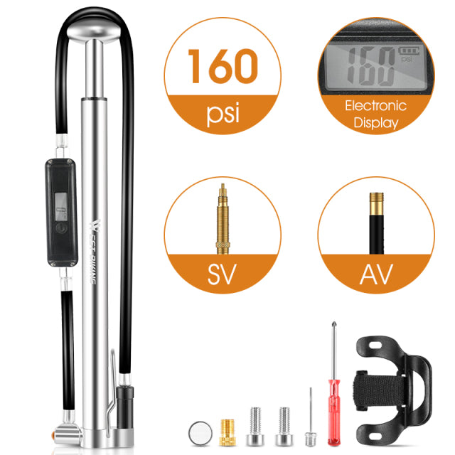 WEST BIKING Portable Bike Pump High Pressure Digital Gauge