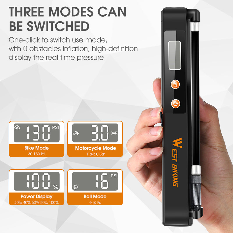 7.4V 1500mAh Electric Bicycle Pump Auto-stop