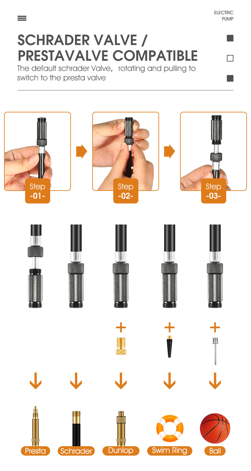 7.4V 1500mAh Electric Bicycle Pump Auto-stop