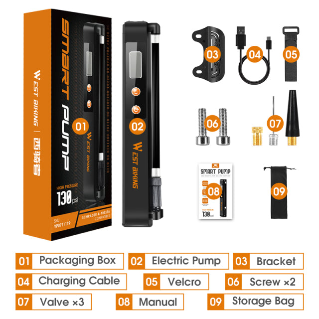 7.4V 1500mAh Electric Bicycle Pump Auto-stop