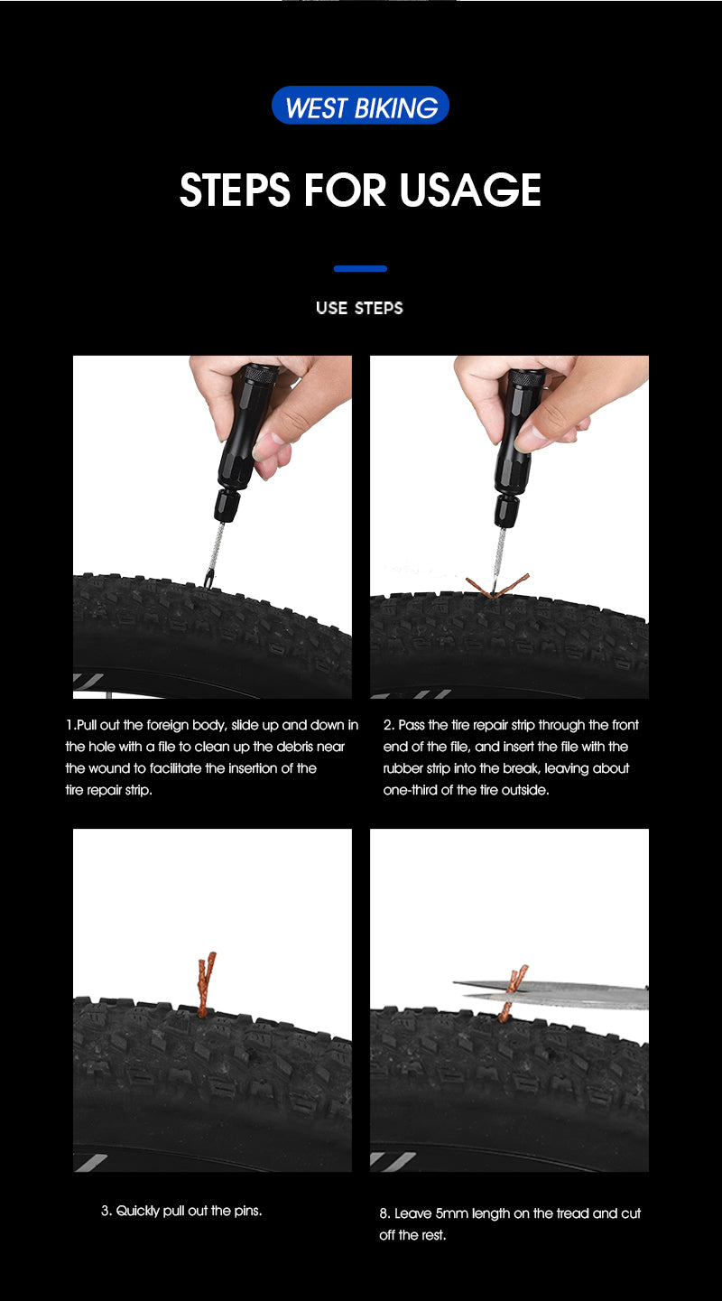 WEST BIKING Bicycle Tubeless Tire Repair Tool Kit