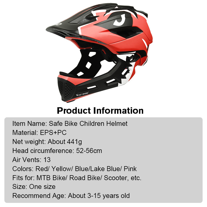 West BIKING Children Bike Bicycle Helmet Full Covered A Style Yellow